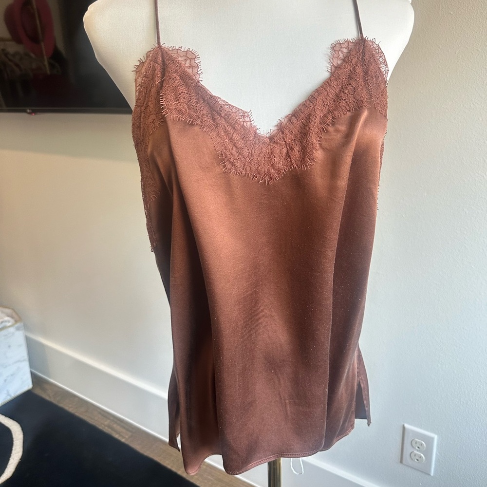 Cami Brown silk and lace cami size medium